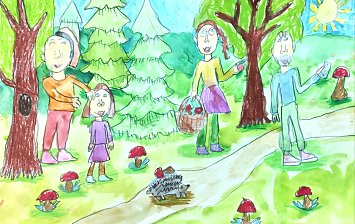 Семейная прогулка в лесу