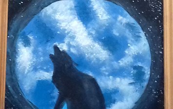 Волк, воющий на луну